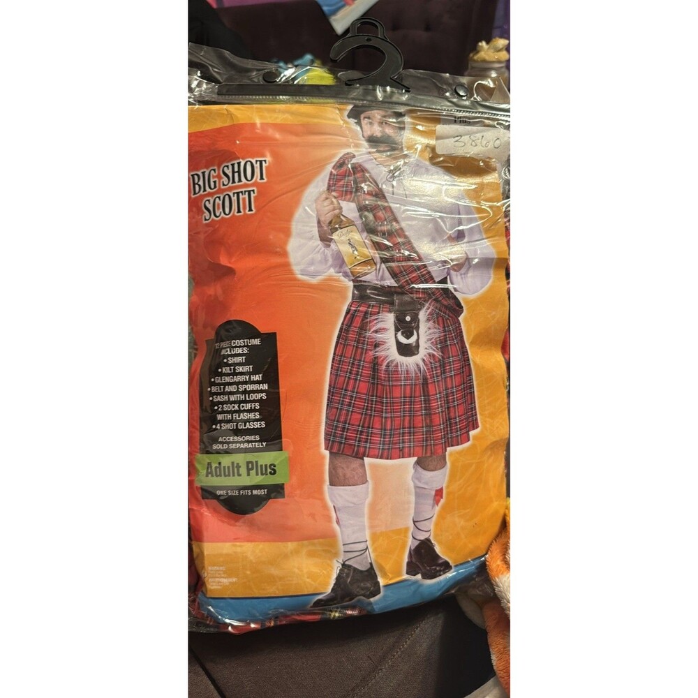 BIG SHOT SCOT ADULT HALLOWEEN COSTUME, ONE SIZE FITS MOST Plus XL xxl